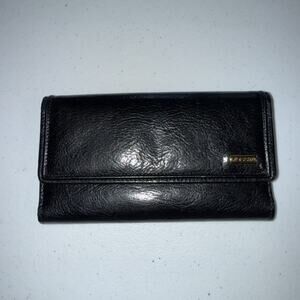 Fossil Women’s Genuine Leather Trifold Wallet With Checkbook Divider Black